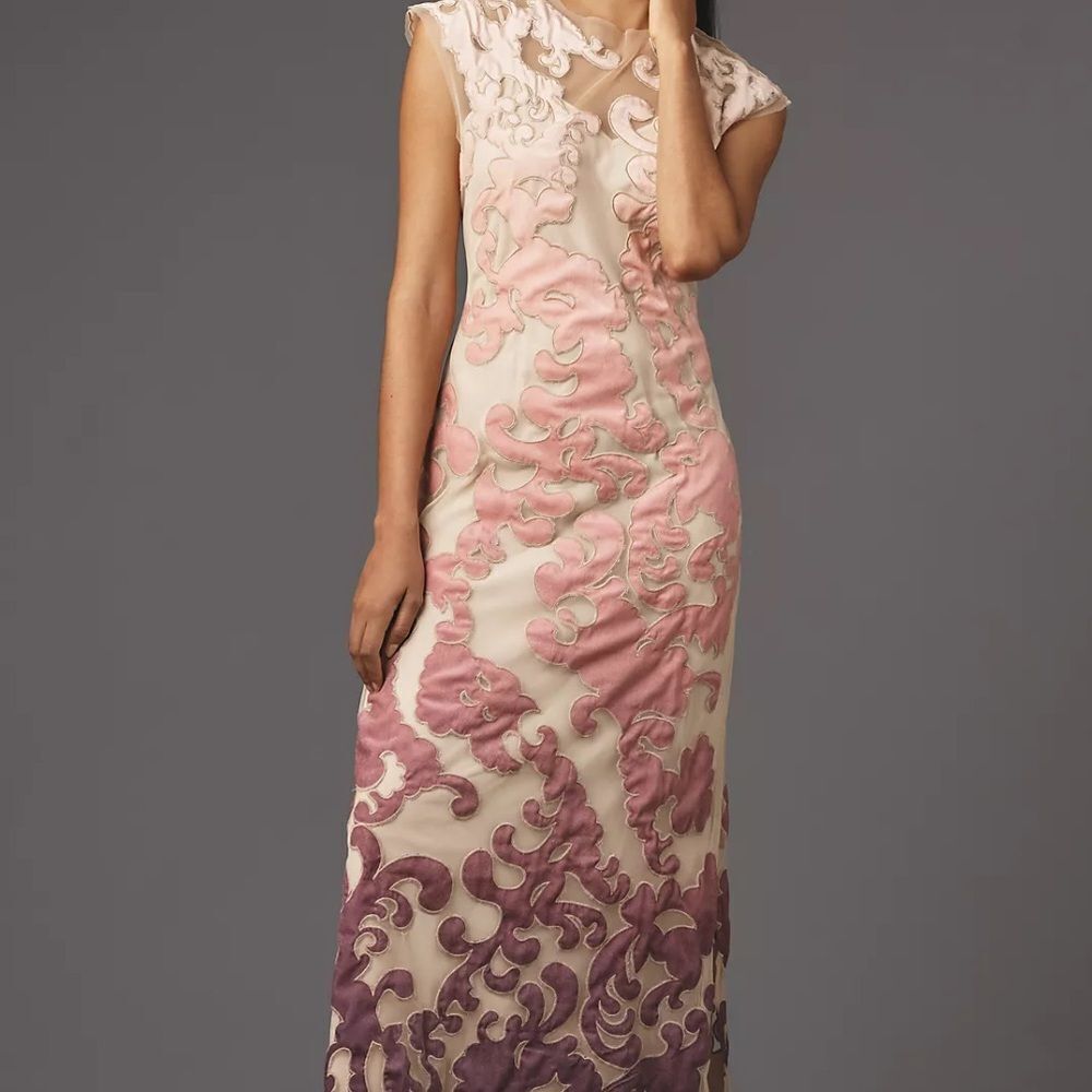 Anthropologie Let Me Be Sheer Ombré Midi Slip Dress